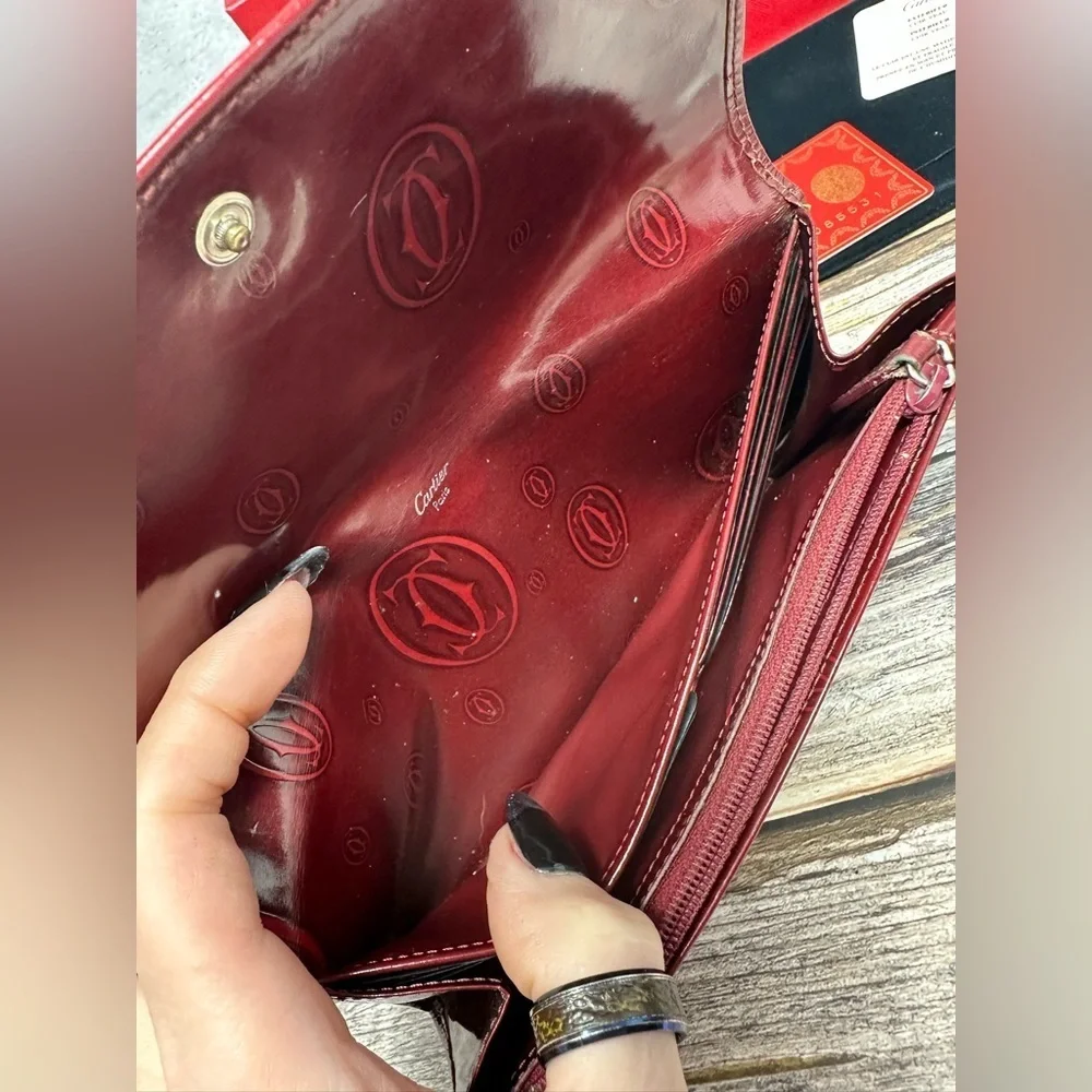 Cartier Red Glossy Long Leather Happy Birthday Wallet GUC Dust Bag, Box, Cards​​ - Picture 13 of 16